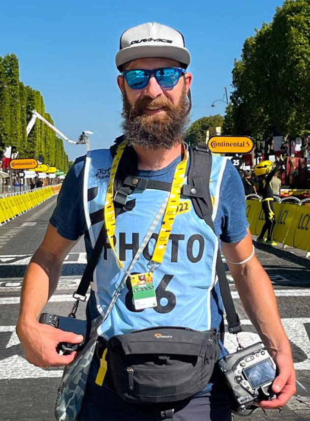 Beardy at Le Tour finish line.