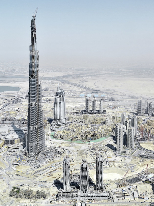 &copy; Philippe Chancel. Construction of Burj Khalifa Tower, Dubai 2008
from the Datazone series, 2008, pigment inkjet print, 20 x 15 cm. Courtesy of Melanie Rio Fluency.