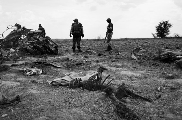 © Stephen Dupont. A helicopter shot down on 4 March on the way to Makariv, Ukraine. It was shot down on 4 March by an Igla, a Russian/Soviet man-portable infrared homing surface-to-air missile system according to a local military regiment indicating their comrades in the area were responsible.