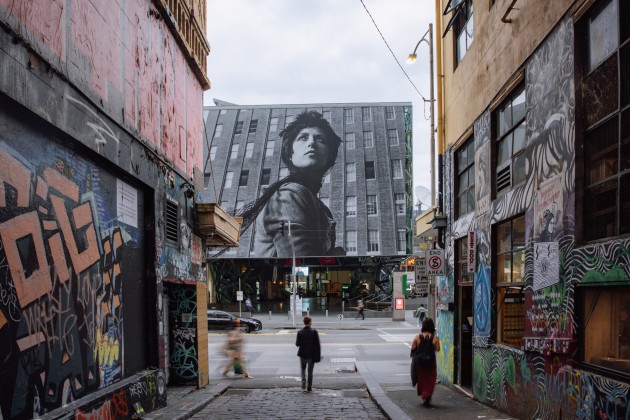 Cindy Sherman photo in situ at PHOTO 2022 by Hamilton Coates. Image supplied by PHOTO 2024.