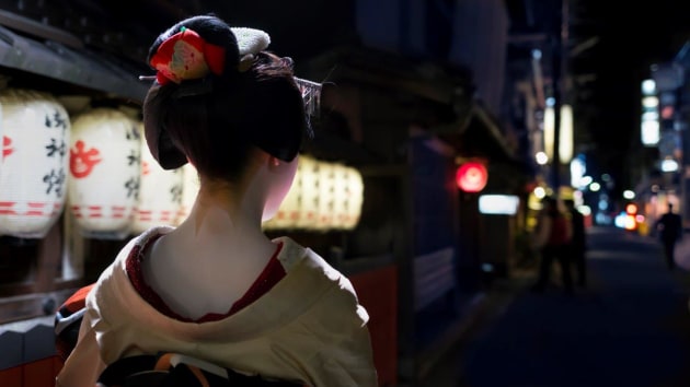 Geiko are skilled artists and some continue to perform for many years. Tsunekazu is a star in the annual odori performances. From 